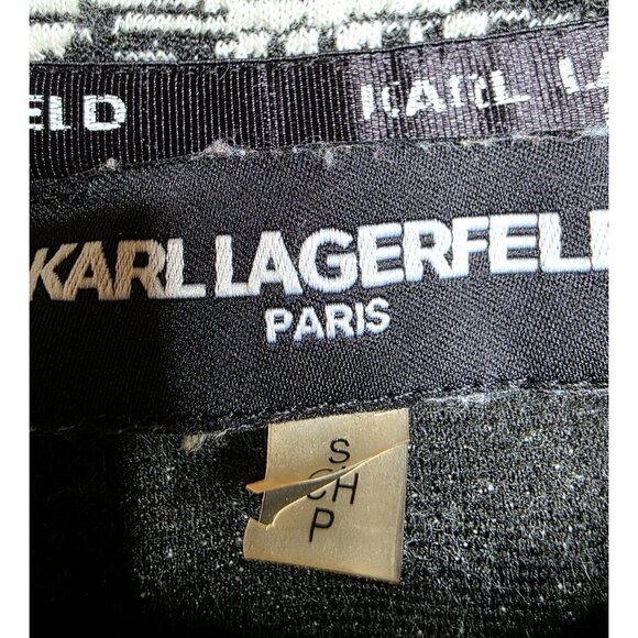 Karl Lagerfeld Paris Womens Black & White Knit Top With Bow Detail On Sleeves Si - Picture 2 of 14